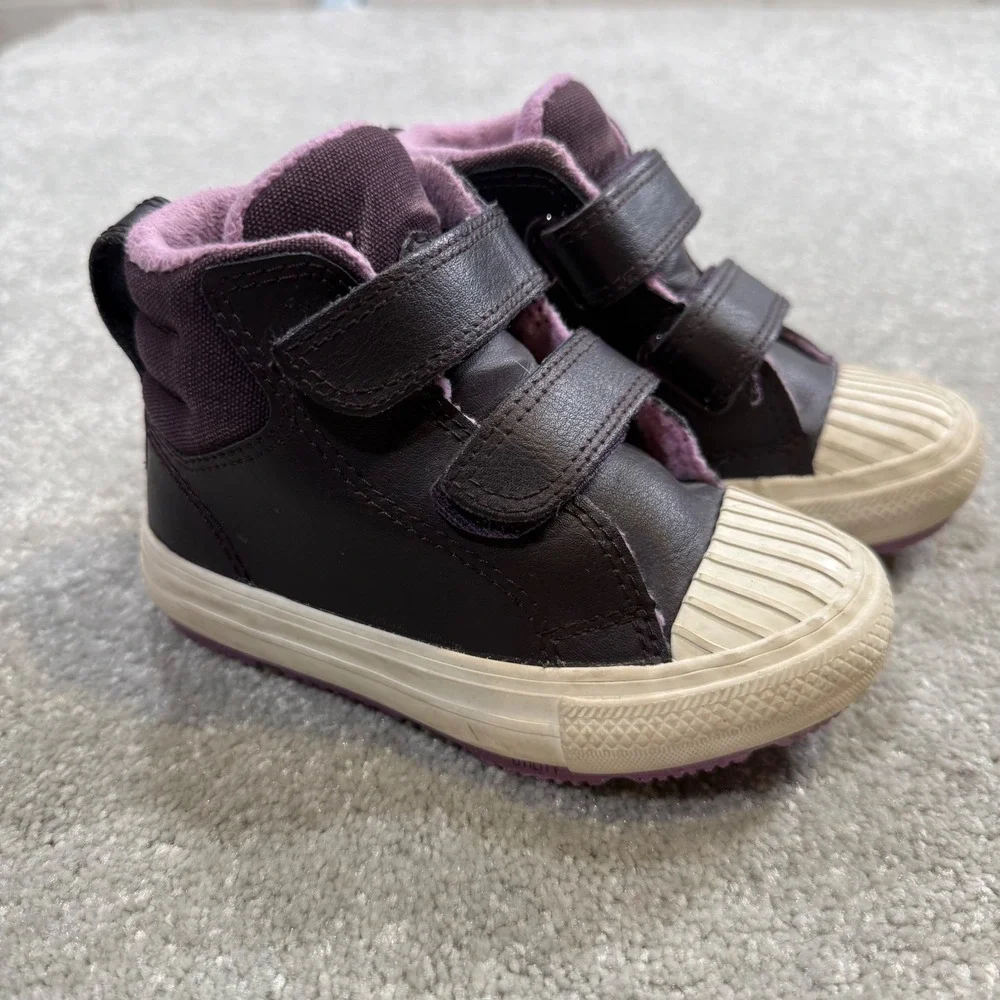 Converse Chuck Taylor All Star‎ Berkshire Sneaker Boot  Purple Leather Toddler 7
